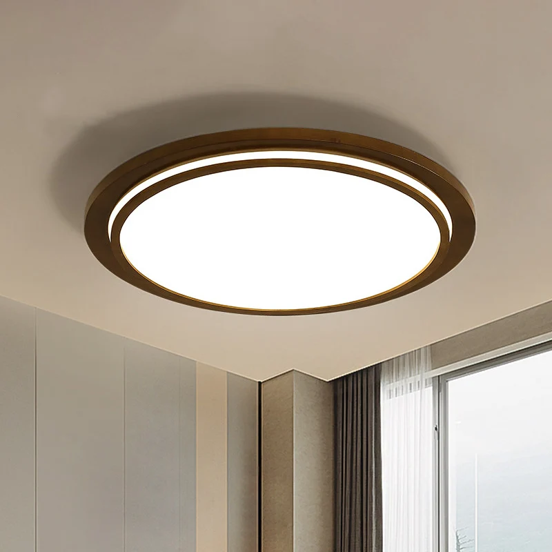 Plafonnier plat marron Modernity 15"/18"/23" Dia LED Luminaire encastré en bois en lumière naturelle Clearhalo