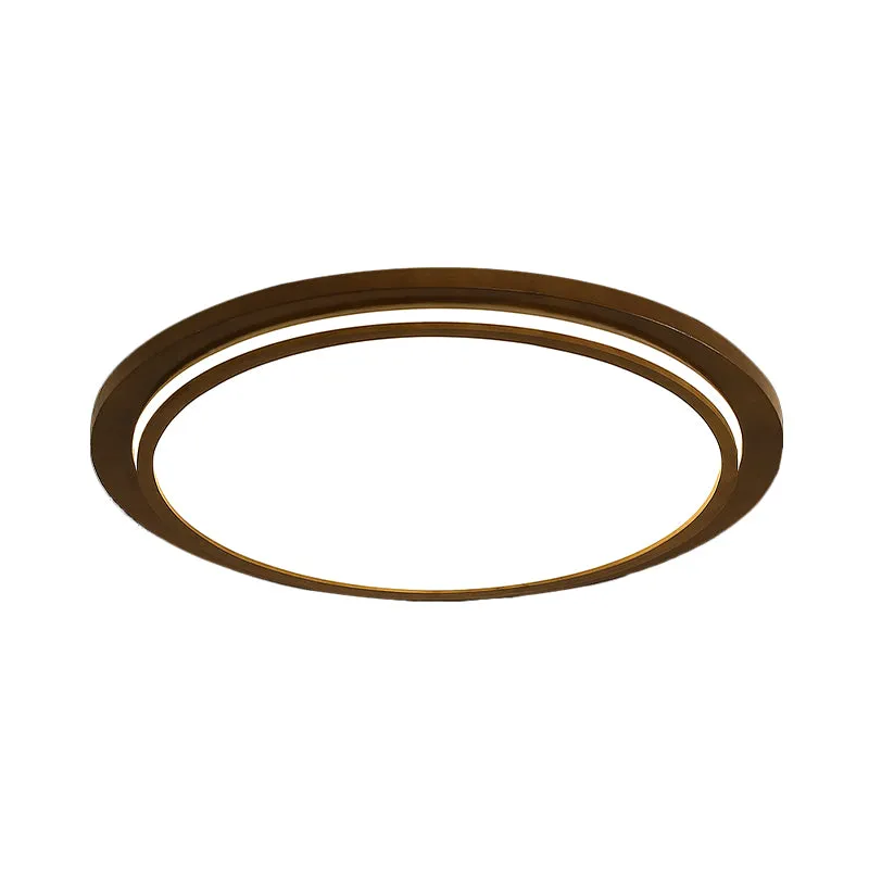 Plafonnier plat marron Modernity 15"/18"/23" Dia LED Luminaire encastré en bois en lumière naturelle Clearhalo