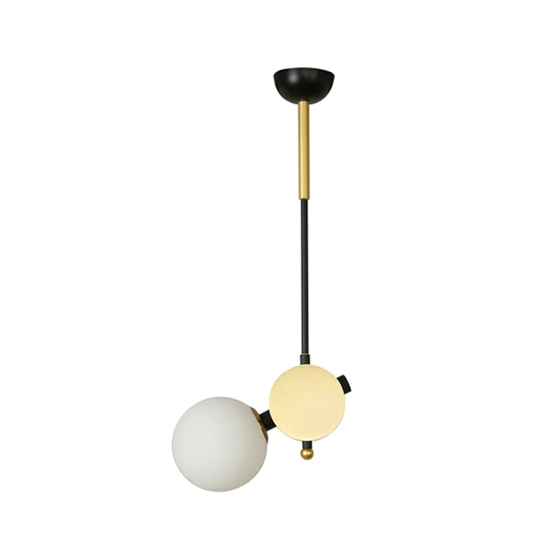 Plafonnier pétillant moderniste en verre opale, pendule à 1 tête pour chambre à coucher, noir et or, gauche/droite Clearhalo