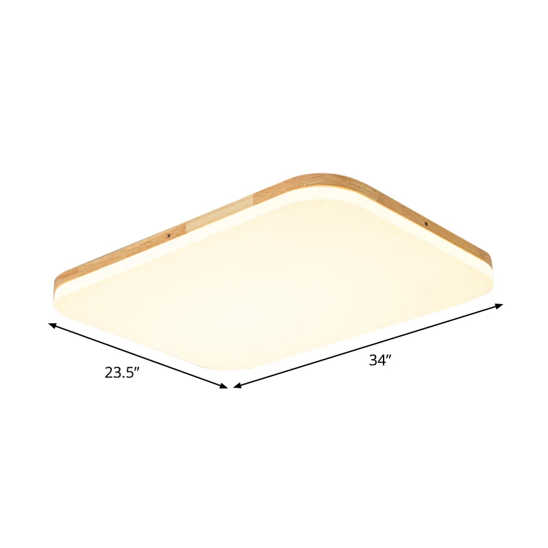 Plafonnier rectangulaire en acrylique Simple, 25.5/34 pouces de Long, Beige, luminaire encastré pour salon Clearhalo