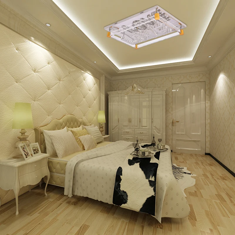 Plafonnier rectangulaire en cristal avec motif d'amour, plafonnier LED de style contemporain en transparent Clearhalo