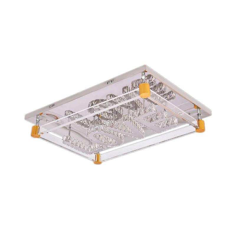 Plafonnier rectangulaire en cristal avec motif d'amour, plafonnier LED de style contemporain en transparent Clearhalo