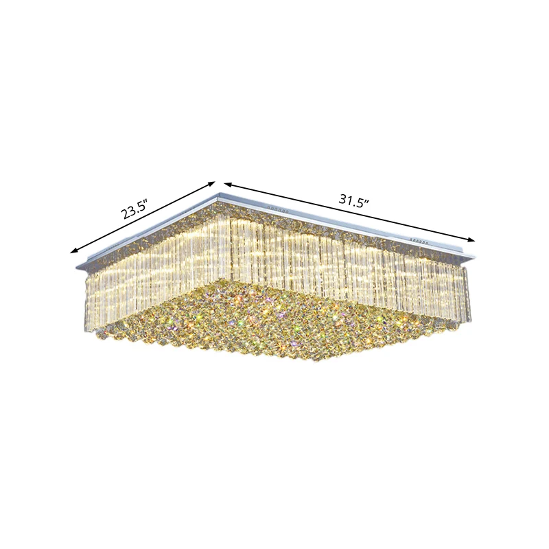 Plafonnier rectangulaire large de 31.5 "/ 37.5" à LED en cristal de Style moderne, luminaire de plafond transparent pour c...