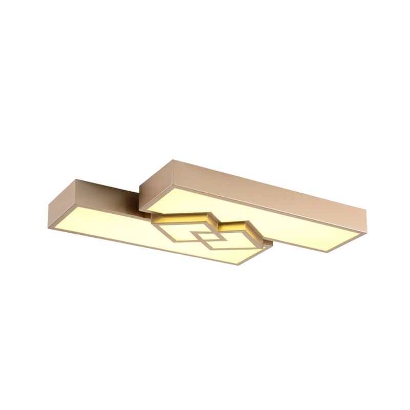 Plafonnier rectangulaire à LED de 30 "/ 39" L, luminaire moderniste métallique doré monté au plafond pour le salon Clearhalo