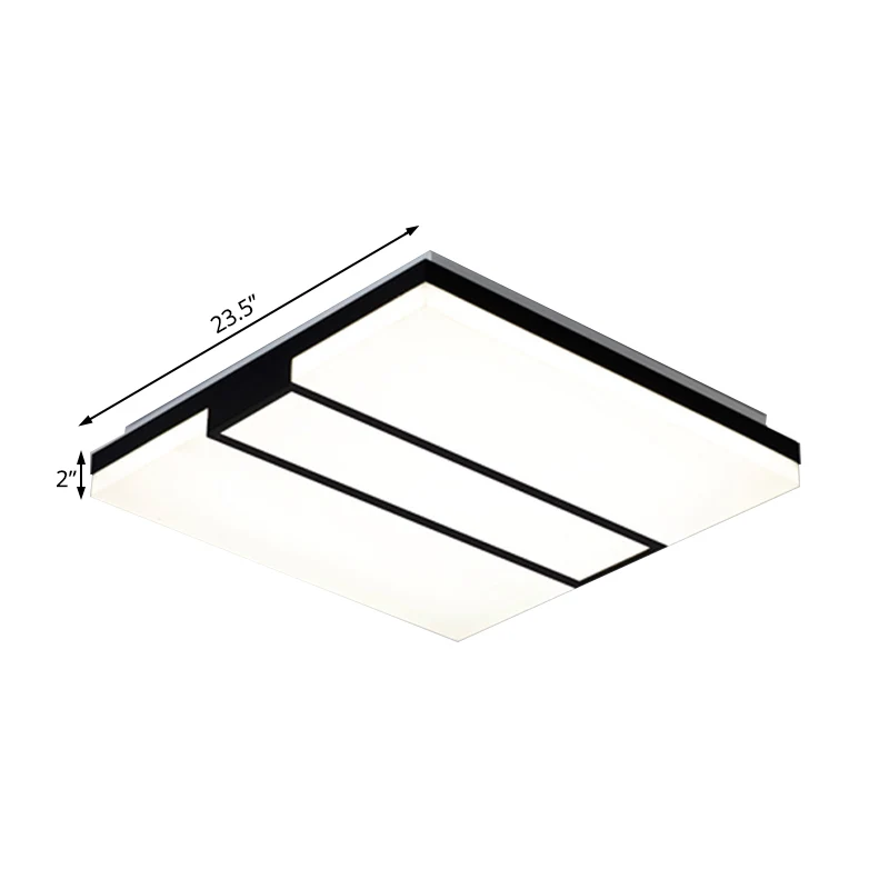 Plafonnier rectangulaire minimaliste en acrylique, 19 "/23,5"/33 "de large, luminaire monté au plafond pour chambre à couc...