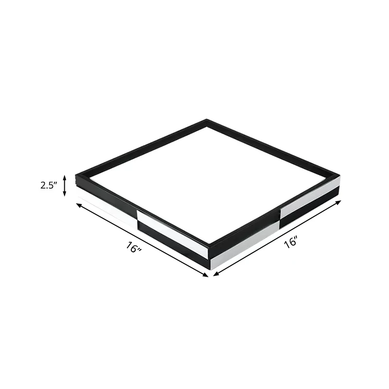 Plafonnier rectangulaire moderne à LED en acrylique noir, lumière blanche chaude/blanche, 16/19,5/37,5 pouces de large Cle...