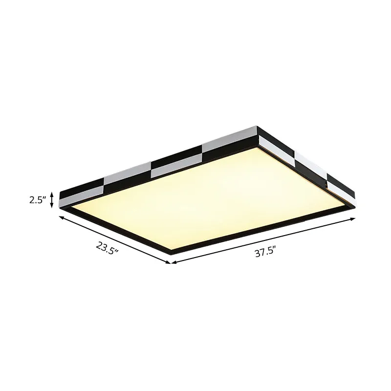 Plafonnier rectangulaire moderne à LED en acrylique noir, lumière blanche chaude/blanche, 16/19,5/37,5 pouces de large Cle...