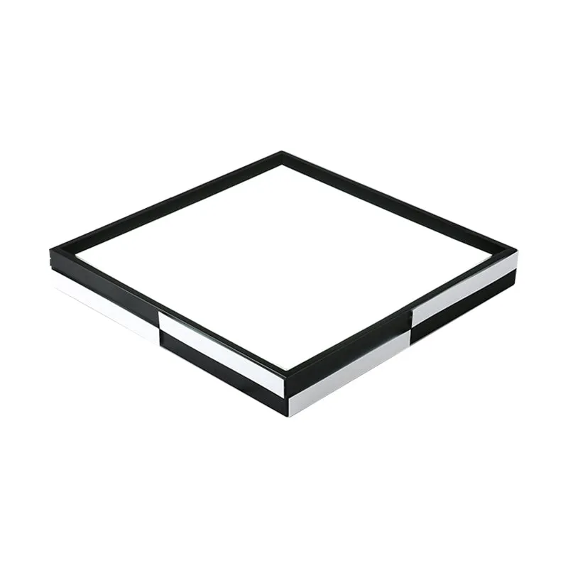 Plafonnier rectangulaire moderne à LED en acrylique noir, lumière blanche chaude/blanche, 16/19,5/37,5 pouces de large Cle...
