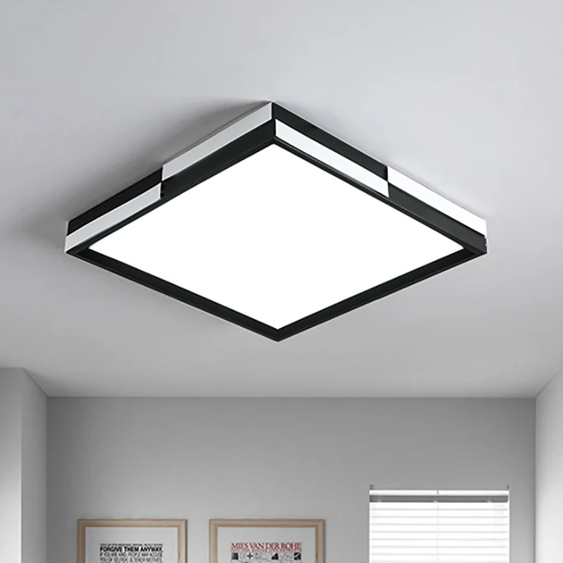 Plafonnier rectangulaire moderne à LED en acrylique noir, lumière blanche chaude/blanche, 16/19,5/37,5 pouces de large Cle...