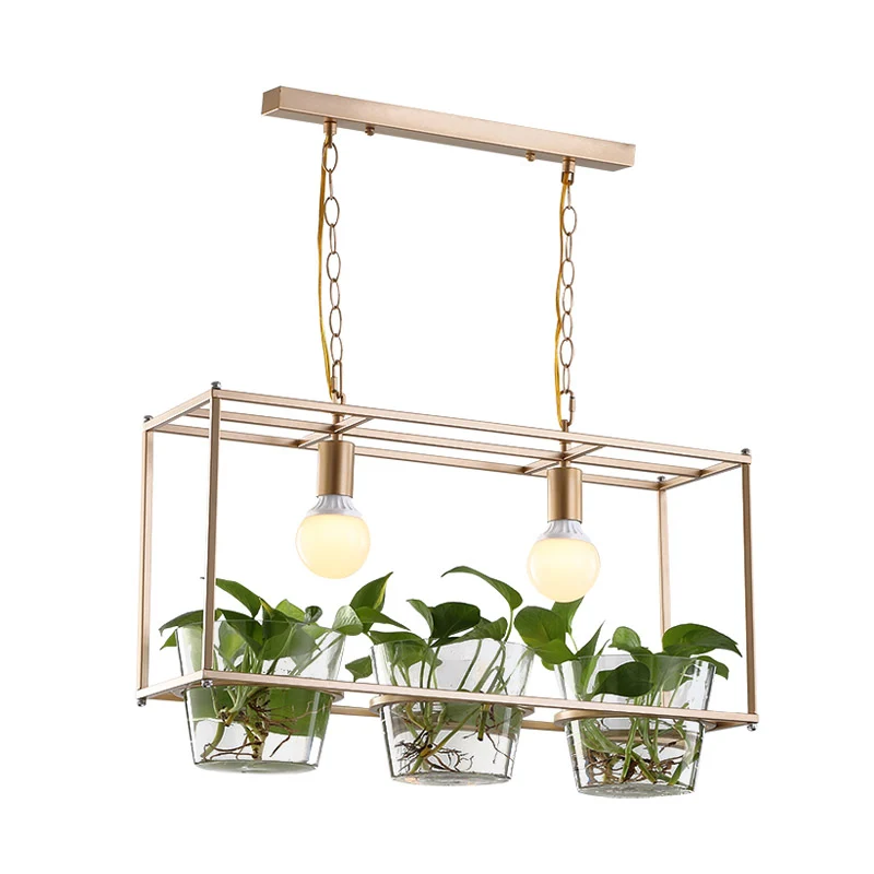Plafonnier rectangulaire en métal avec 2 ampoules, luminaire décoratif d'intérieur, idéal pour une salle à manger, LED, no...