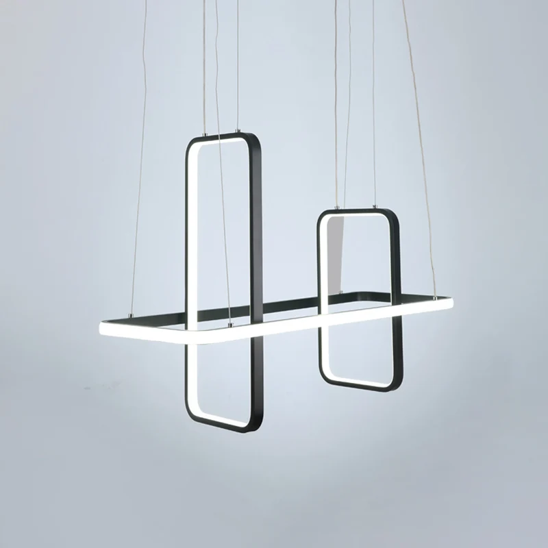 Plafonnier rectangulaire en métal, luminaire de Style Simple, luminaire d'île noir/or, lumière chaude/blanche Clearhalo
