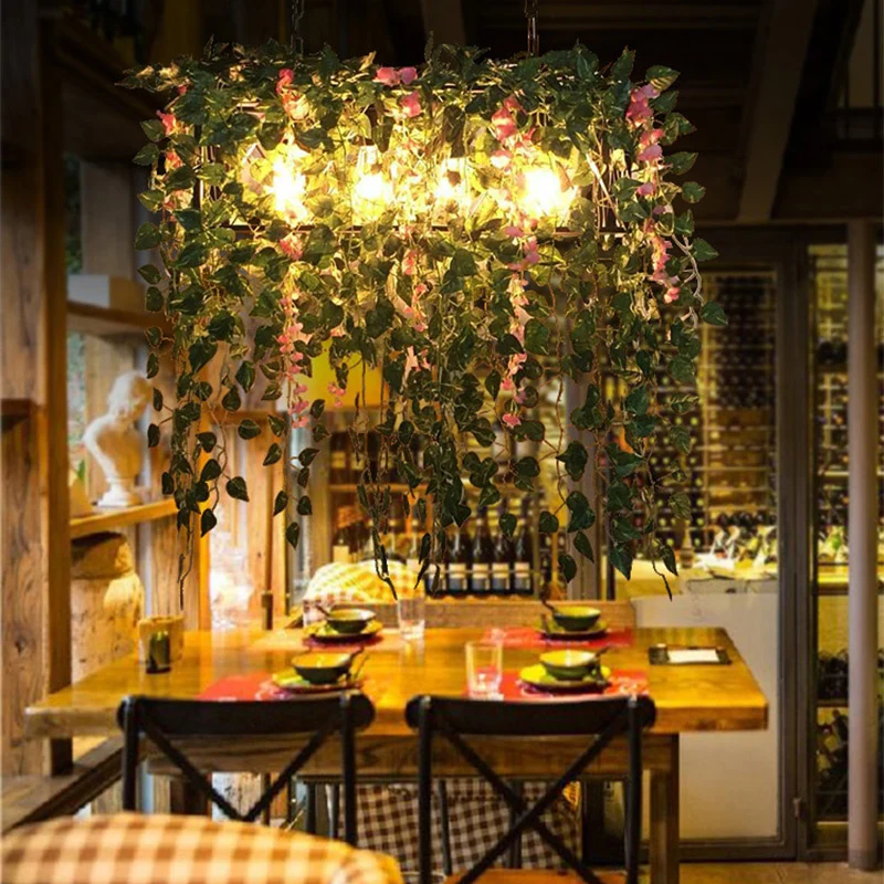 Plafonnier rectangulaire en métal rétro avec 4 têtes, luminaire décoratif d'intérieur, idéal pour un Restaurant ou une île...
