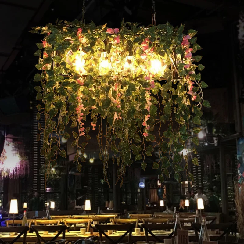 Plafonnier rectangulaire en métal rétro avec 4 têtes, luminaire décoratif d'intérieur, idéal pour un Restaurant ou une île...