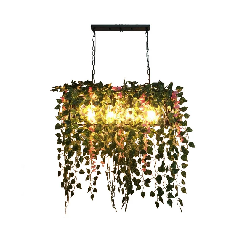 Plafonnier rectangulaire en métal rétro avec 4 têtes, luminaire décoratif d'intérieur, idéal pour un Restaurant ou une île...