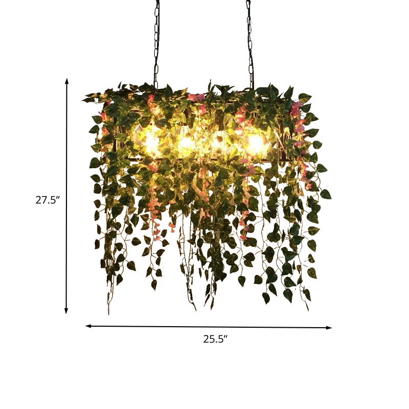 Plafonnier rectangulaire en métal rétro avec 4 têtes, luminaire décoratif d'intérieur, idéal pour un Restaurant ou une île...