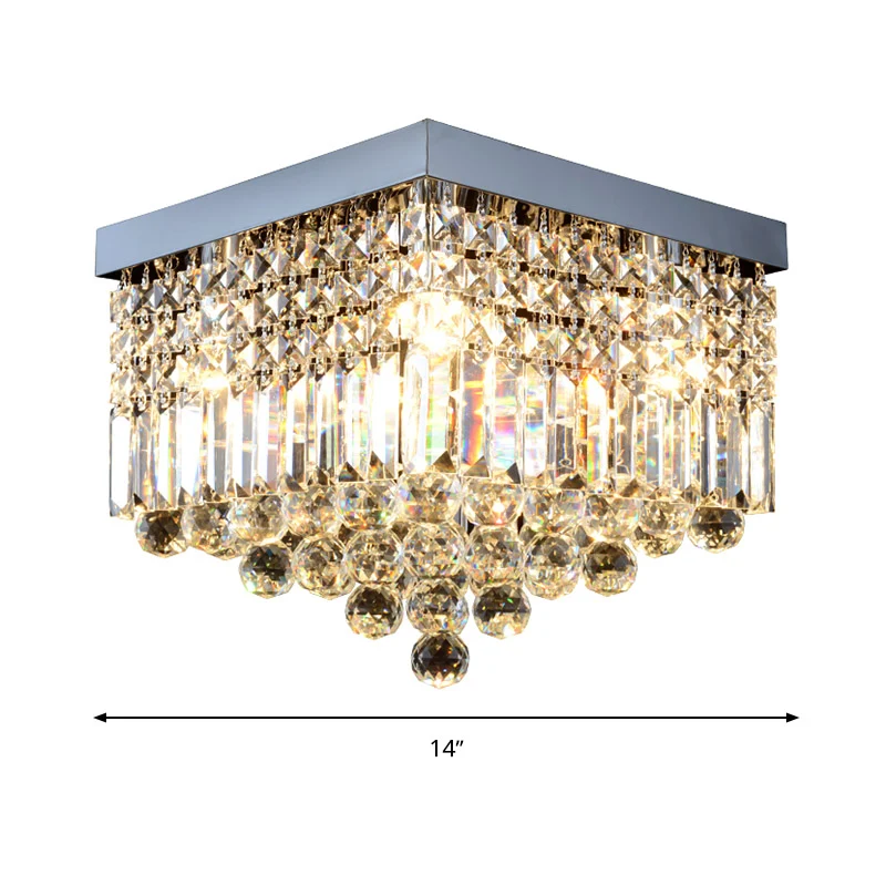 Plafonnier rectangulaire pour couloir, cristal à facettes, 2/4 têtes, plafonnier contemporain en noir/blanc Clearhalo