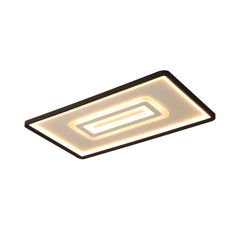 Plafonnier rectangulaire ultra fin à montage encastré en acrylique noir à LED en lumière chaude/blanche Clearhalo