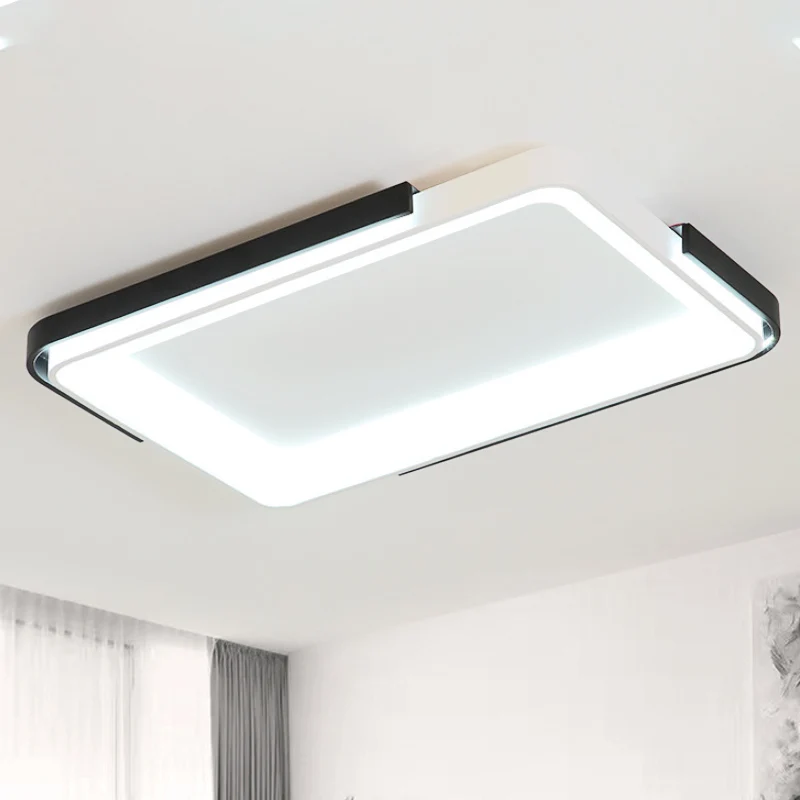 Plafonnier rectangulaire/carré simple en métal à LED pour salon, lumière blanche/chaude, 45,7 cm/89,9 cm de large Clearhalo