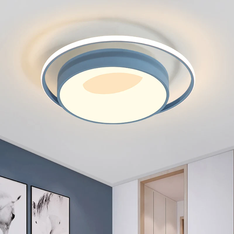 Plafonnier rond en acrylique à LED moderne blanc/rose/bleu, luminaire de plafond en lumière chaude/blanche/neutre, 40,6 cm...