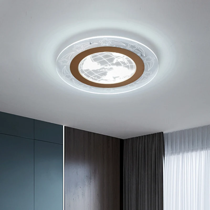 Plafonnier rond en acrylique LED nordique, éclairage encastré clair avec motif de fleur et de Globe, lumière chaude/blanch...