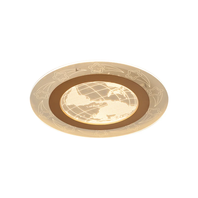 Plafonnier rond en acrylique LED nordique, éclairage encastré clair avec motif de fleur et de Globe, lumière chaude/blanch...