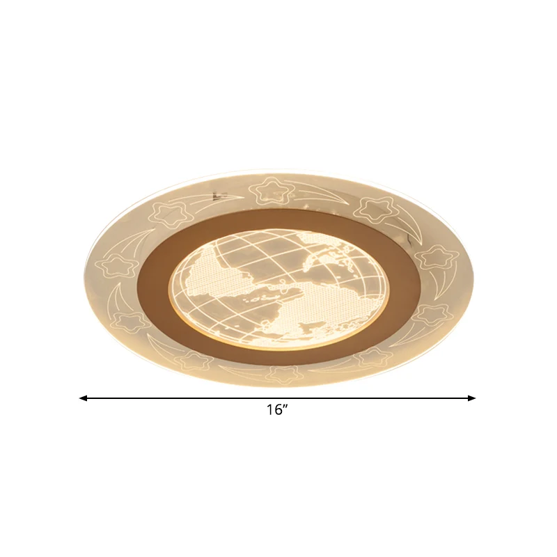 Plafonnier rond en acrylique LED nordique, éclairage encastré clair avec motif de fleur et de Globe, lumière chaude/blanch...