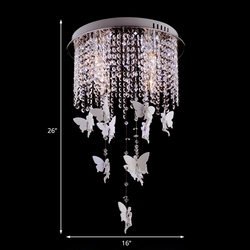 Plafonnier rond argenté 16/19,5/23,5 pouces W, moderniste, 5/8/10 lumières, cascade de verre, ombré en cristal, éclairage...