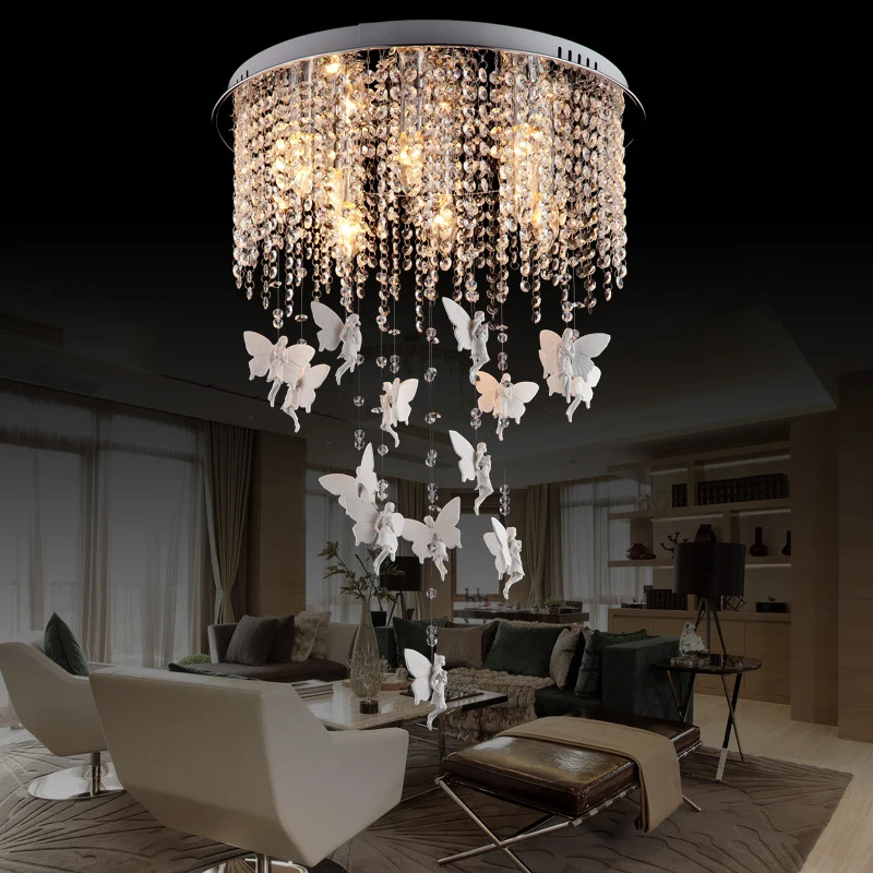 Plafonnier rond argenté 16/19,5/23,5 pouces W, moderniste, 5/8/10 lumières, cascade de verre, ombré en cristal, éclairage...