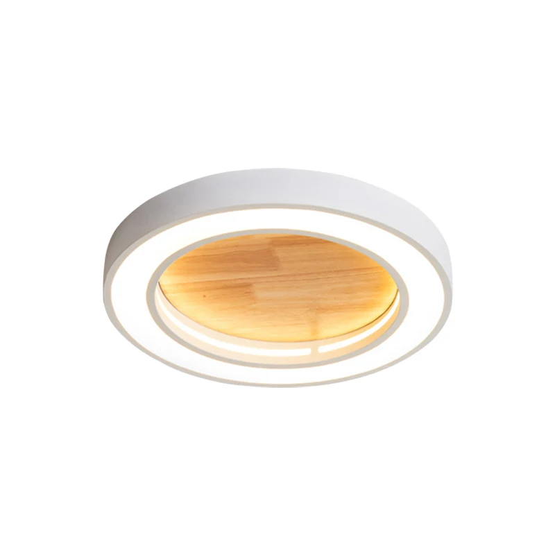 Plafonnier rond en bois acrylique pour chambre de garçons, luminaire de plafond LED de Style nordique Clearhalo