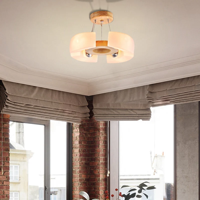 Plafonnier rond en bois à 4/6 lumières, luminaire moderne et unique, chaud/blanc Clearhalo