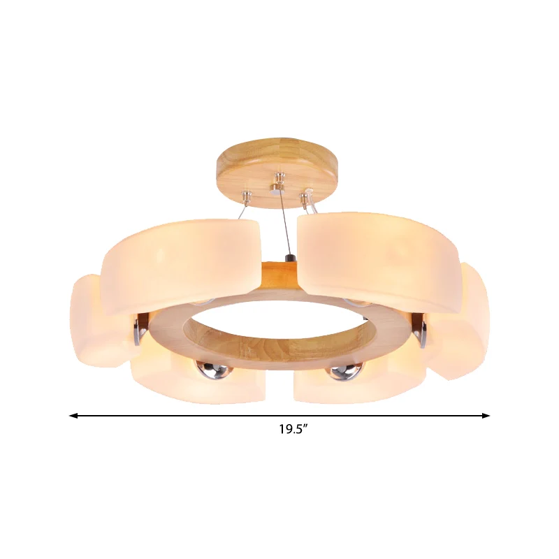 Plafonnier rond en bois à 4/6 lumières, luminaire moderne et unique, chaud/blanc Clearhalo