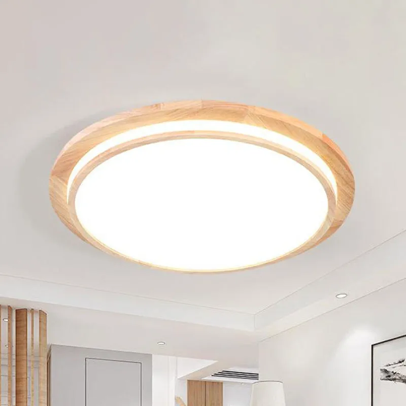 Plafonnier rond en bois naturel Simplicity LED beige, lumière blanche chaude/blanche, 38,1 cm/45,7 cm/58,4 cm de diamètre...