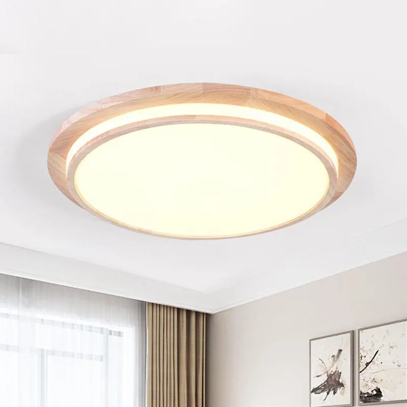 Plafonnier rond en bois naturel Simplicity LED beige, lumière blanche chaude/blanche, 38,1 cm/45,7 cm/58,4 cm de diamètre...