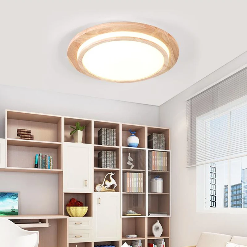 Plafonnier rond en bois naturel Simplicity LED beige, lumière blanche chaude/blanche, 38,1 cm/45,7 cm/58,4 cm de diamètre...