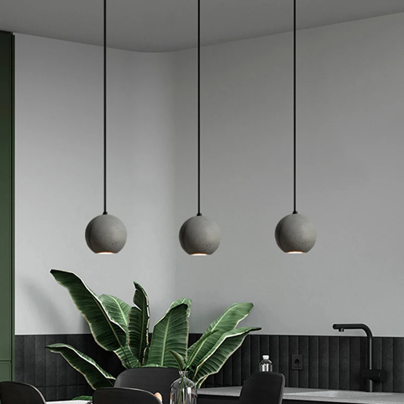 Plafonnier rond en ciment, Style moderne, 1 ampoule, lampe suspendue grise pour Restaurant Clearhalo