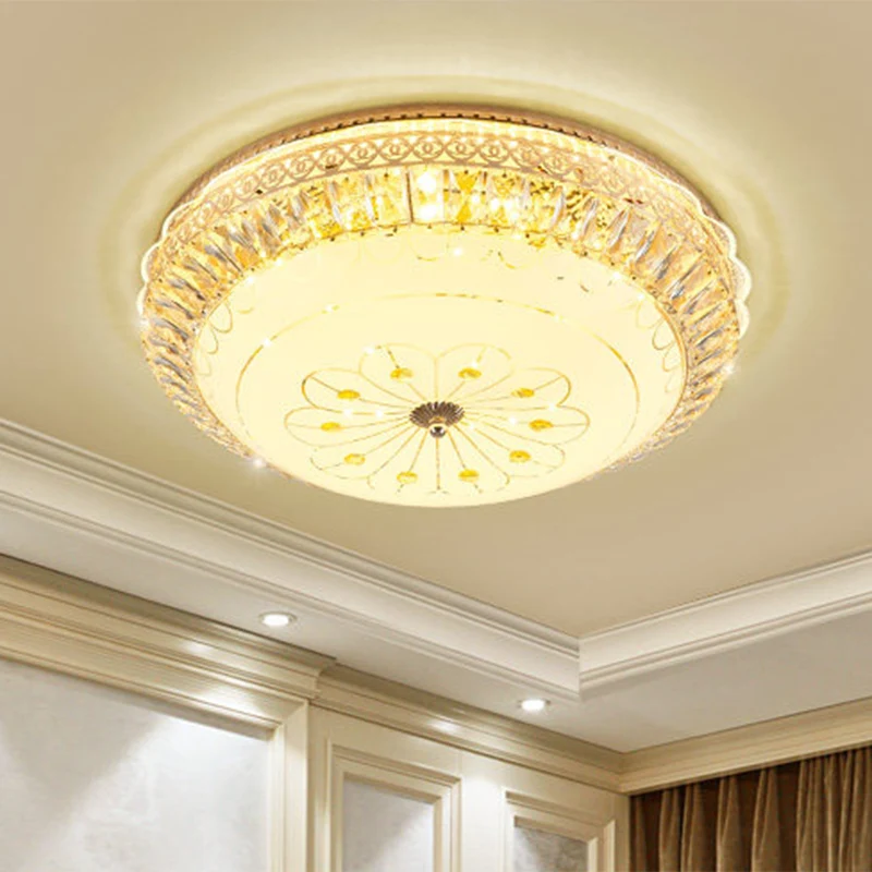 Plafonnier rond doré modernisme LED éclairage encastré en cristal pour chambre à coucher Clearhalo
