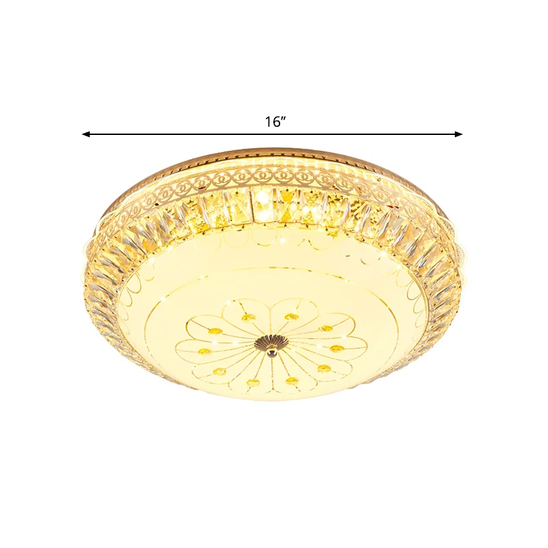 Plafonnier rond doré modernisme LED éclairage encastré en cristal pour chambre à coucher Clearhalo