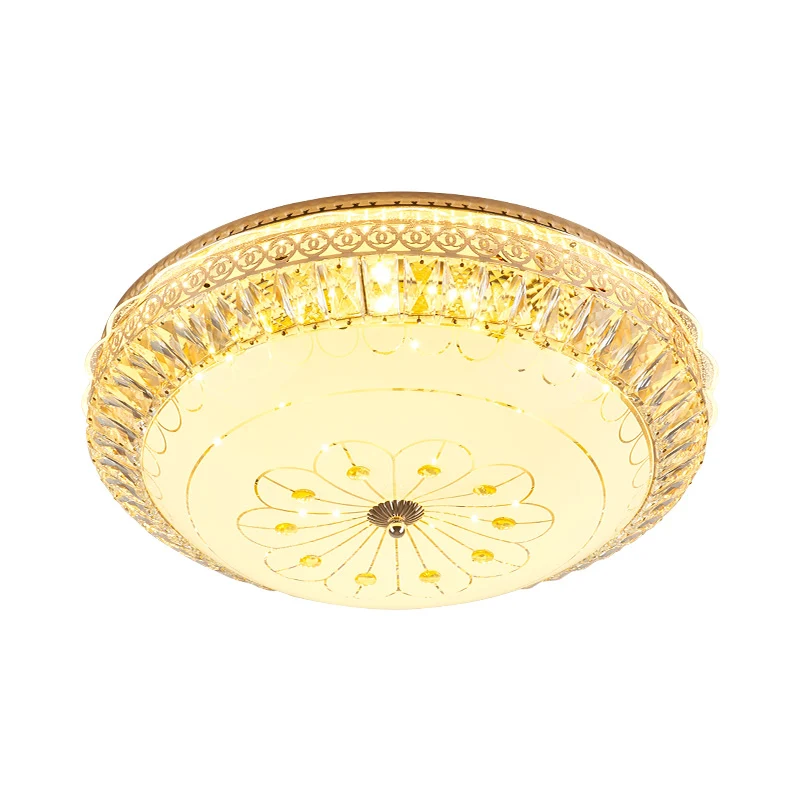 Plafonnier rond doré modernisme LED éclairage encastré en cristal pour chambre à coucher Clearhalo