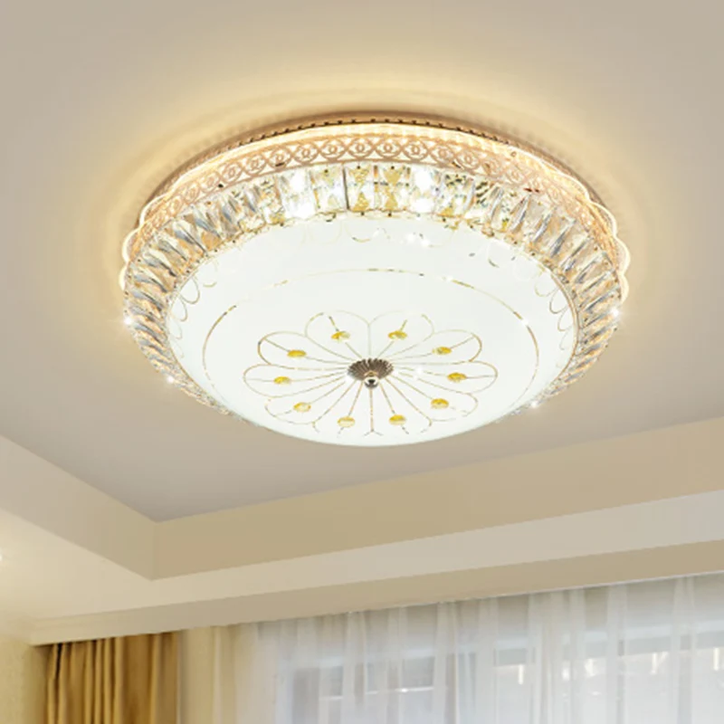 Plafonnier rond doré modernisme LED éclairage encastré en cristal pour chambre à coucher Clearhalo