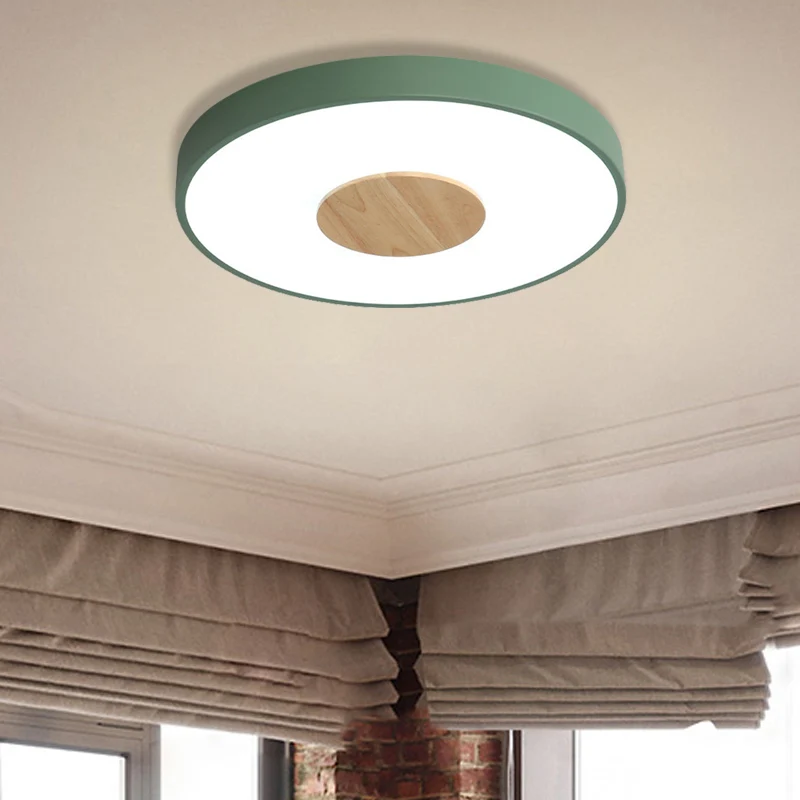 Plafonnier rond encastré en fer nordique, 1 tête, luminaire rose/bleu/blanc pour chambre à coucher, largeur 12/16/19.5 pou...