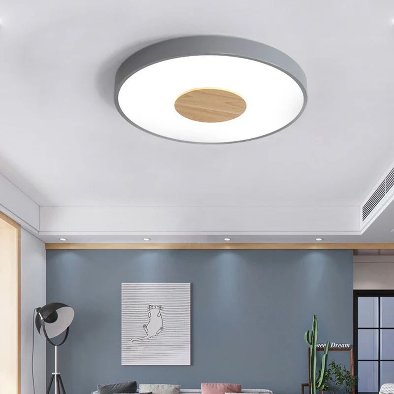 Plafonnier rond encastré en fer nordique, 1 tête, luminaire rose/bleu/blanc pour chambre à coucher, largeur 12/16/19.5 pou...