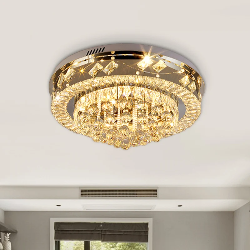 Plafonnier rond encastré modernisme clair biseauté cristal LED chambre encastré lampe Clearhalo