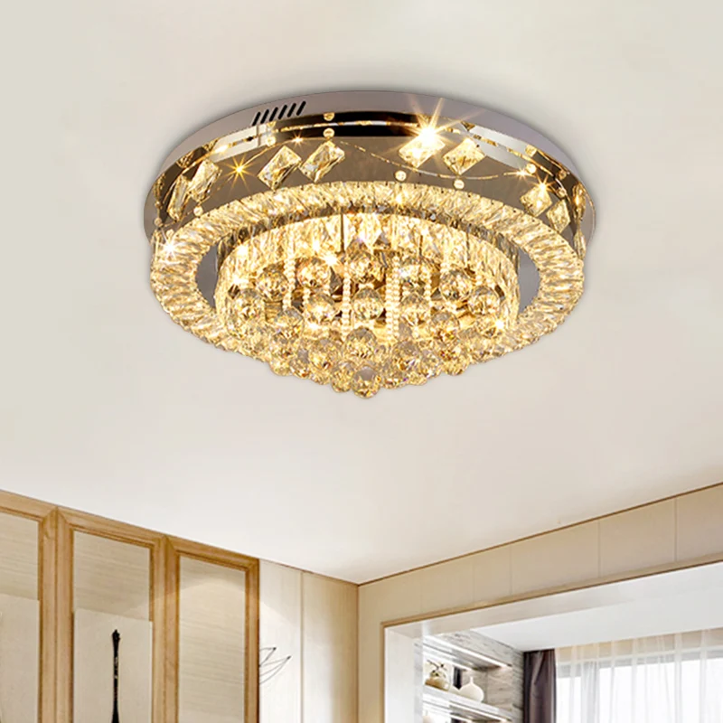 Plafonnier rond encastré modernisme clair biseauté cristal LED chambre encastré lampe Clearhalo