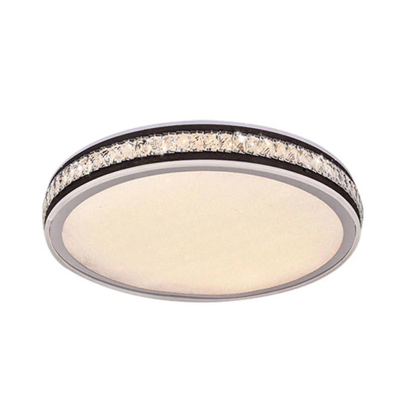 Plafonnier rond à finition noire, plafonnier LED minimal en cristal Clearhalo