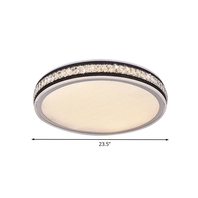 Plafonnier rond à finition noire, plafonnier LED minimal en cristal Clearhalo
