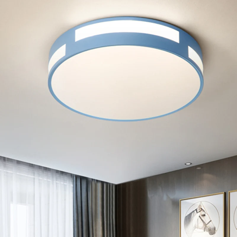 Plafonnier rond à LED en acrylique, design nordique moderne, luminaire décoratif d'intérieur, bleu/vert/rose/jaune Clearhalo
