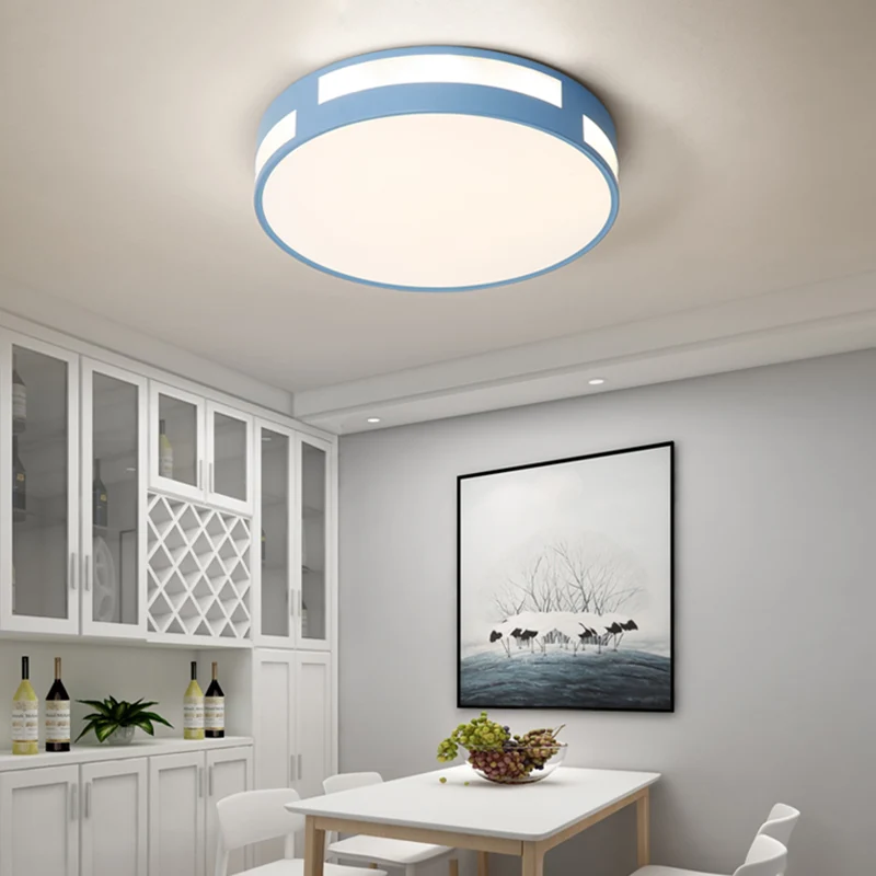 Plafonnier rond à LED en acrylique, design nordique moderne, luminaire décoratif d'intérieur, bleu/vert/rose/jaune Clearhalo