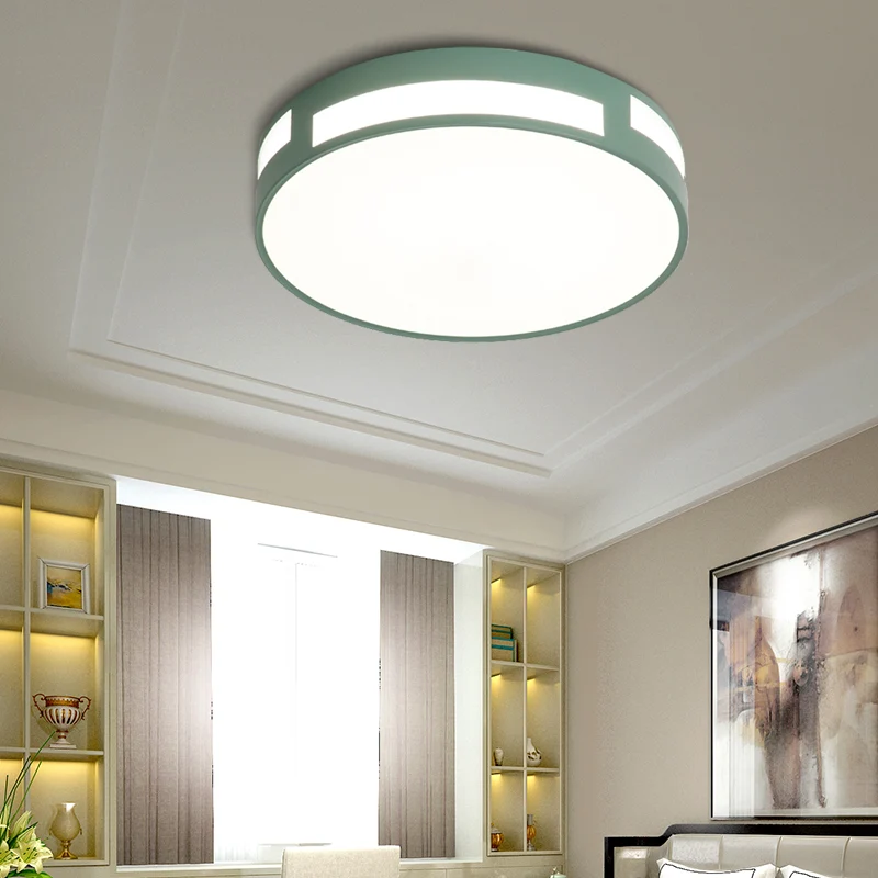 Plafonnier rond à LED en acrylique, design nordique moderne, luminaire décoratif d'intérieur, bleu/vert/rose/jaune Clearhalo