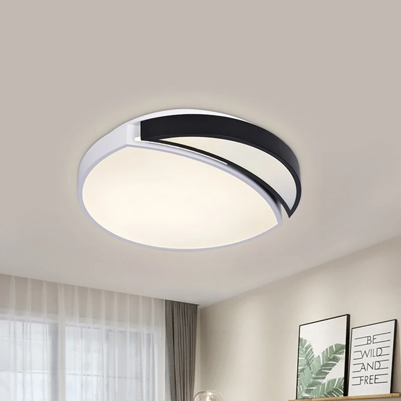 Plafonnier rond LED en acrylique moderniste, éclairage encastré noir et blanc en lumière chaude/blanche/3 couleurs Clearhalo