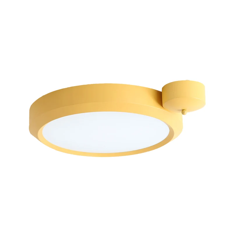 Plafonnier rond à LED intégré en métal bleu/rouge/jaune, plafonnier nordique en deuxième vitesse, 20,5"/25" de largeur Cle...